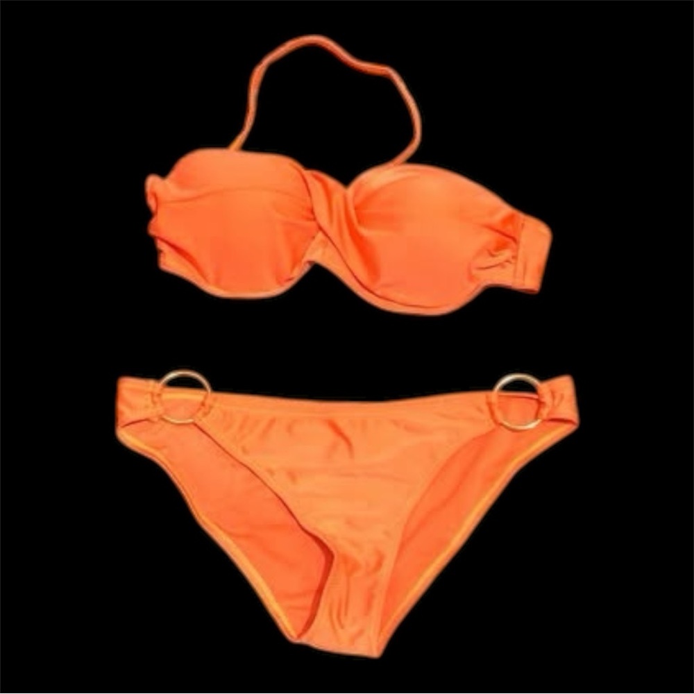 Women's Size Medium Unbranded Orange 2 Piece Bikini Bathing Suit NWOT